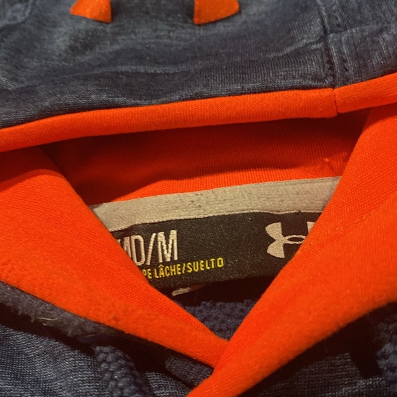 Men’s Under Armour hoodie sweater sweatshirt Size Medium Blue orange - Picture 3 of 4